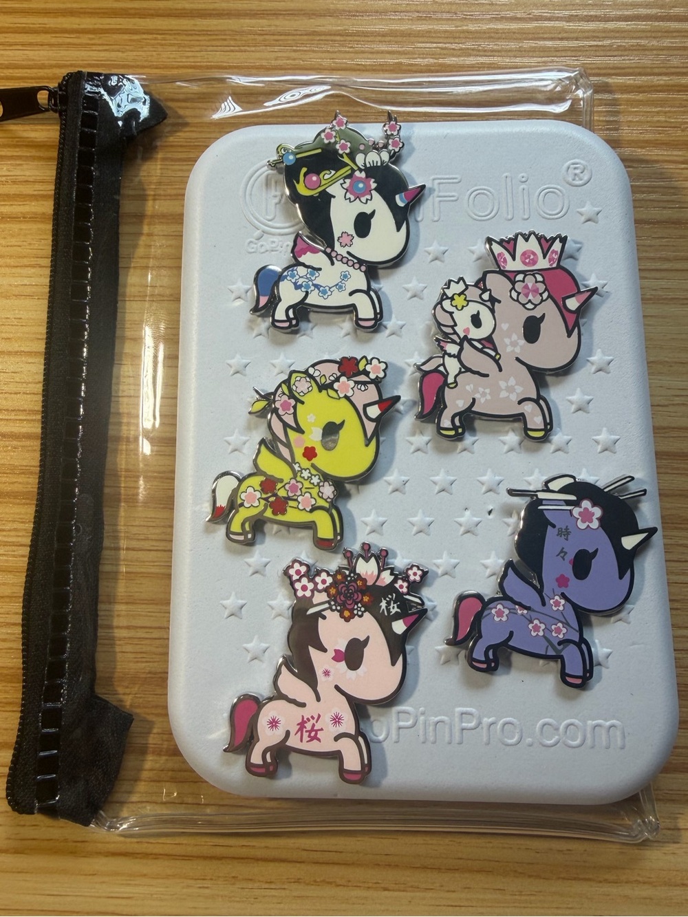 Tokidoki Cherry Blossom Unicorno Pin Lot+ Pin Folio & Pin Folio Cover